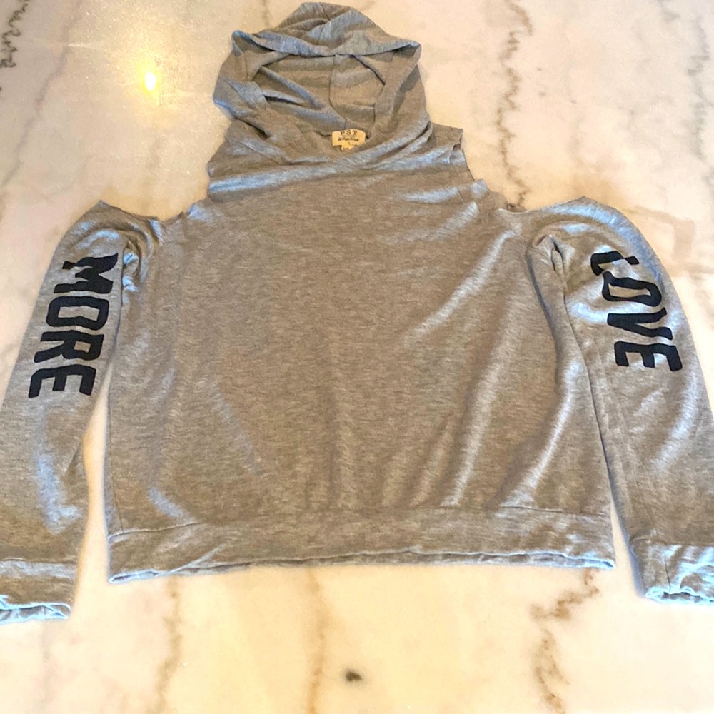 Love More - shoulder-less soft rayon hoodie